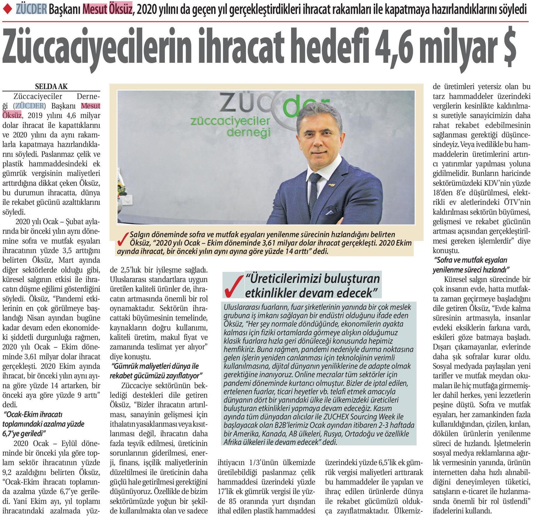 ZÜCDER TİCARET GAZETESİ 23.11.2020